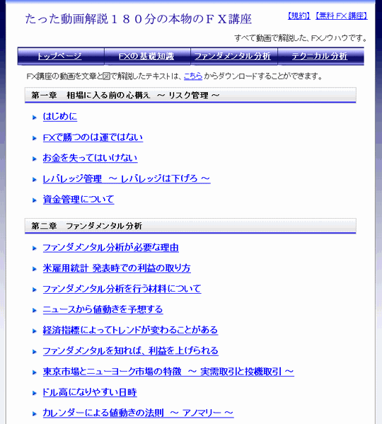 ＦＸで必要な知識と取引方法をすべて動画で解説したサイト